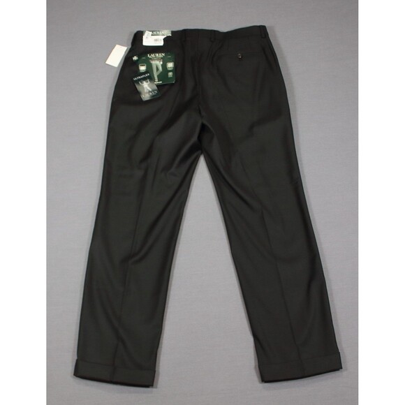 Lauren Ralph Lauren Men Black Ultraflex Dress Pants Classic Pleated 34 X 32 New - Picture 3 of 14